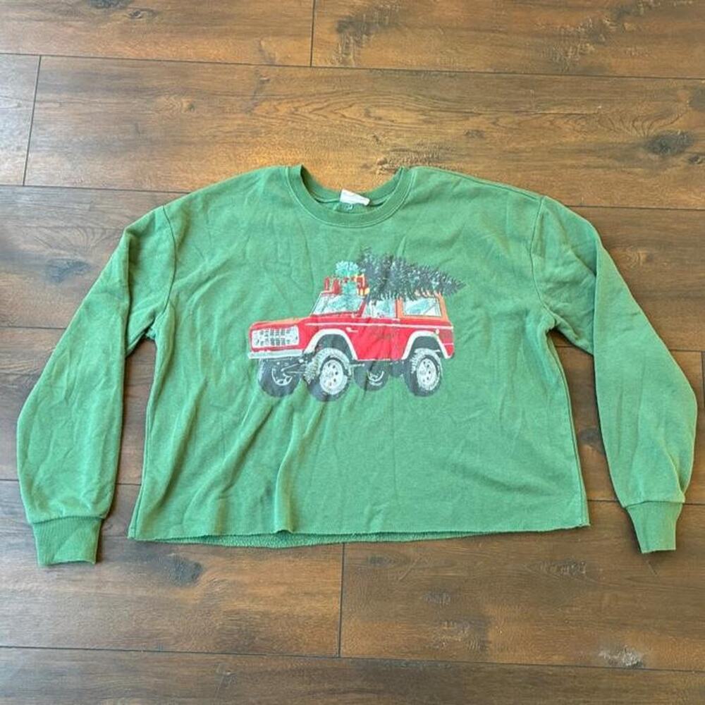 Green ford bronco christmas holiday sweater, size XS
